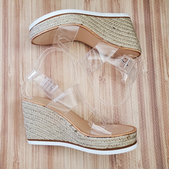 BNWOB Madden Girl Allin Clear Women's Wedge Sandals - Picture 6 of 14